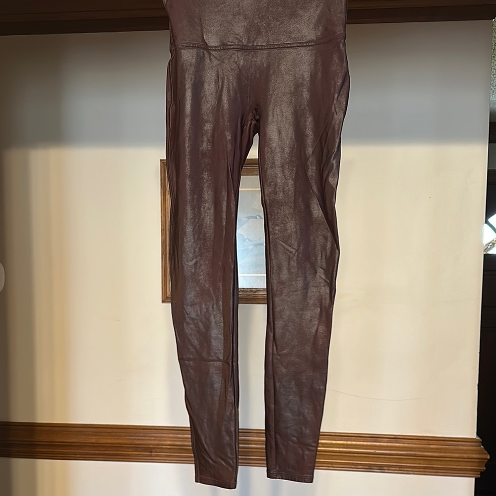 Brown/Burgundy Spanx Faux Leather Leggings